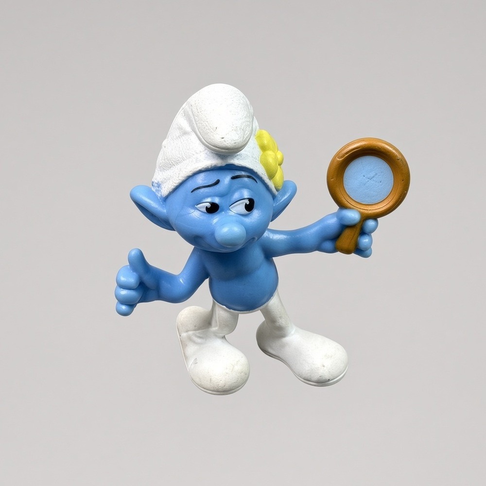 McDonalds 2013 Vanity Smurf Figure The Smurfs 2 Movie Toy Holding Mirror Peyo